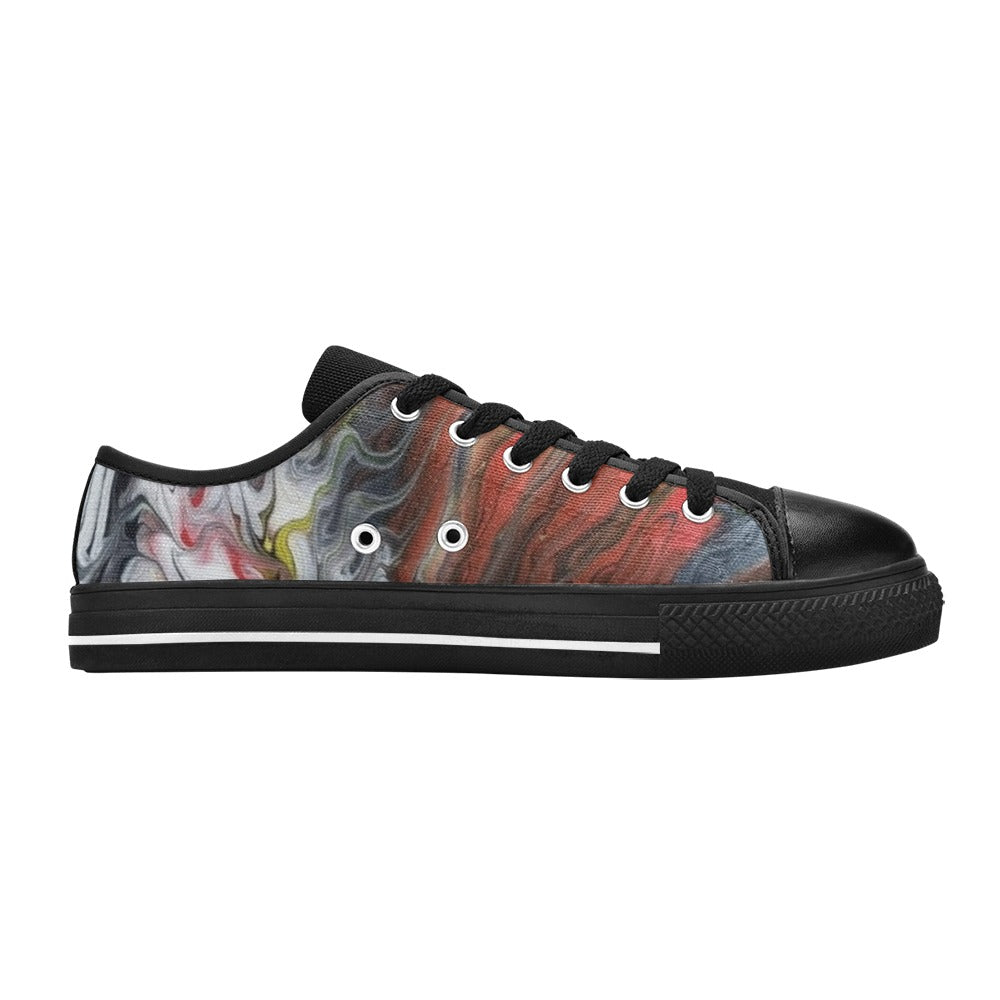 Flamin Good Black Low Top Canvas Shoes for Kid (Model 018)