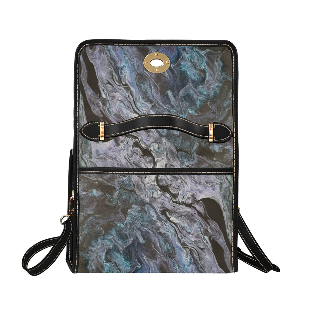 Marble Wash Waterproof Canvas Bag-Black (All Over Print) (Model 1641)