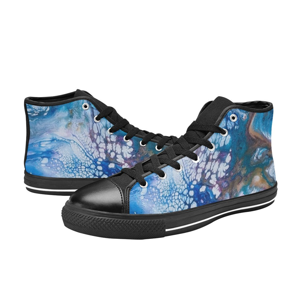 Blue Bubbles Kids High Top Canvas Shoes for Kid (Model 017)