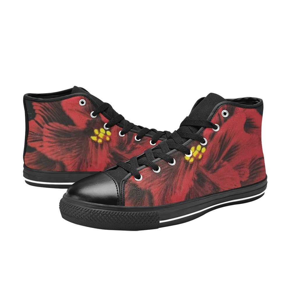 Ruby Red Rose Women's Classic High Top Canvas Shoes (Model 017)