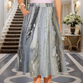 Pearl Oysterr Elastic Waist Pocket Midi Skirt