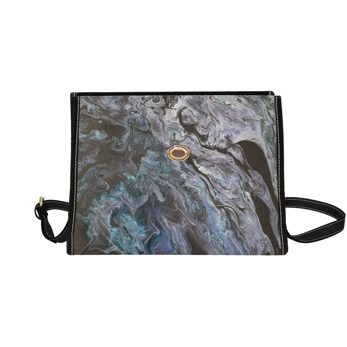 Marble Wash Waterproof Canvas Bag-Black (All Over Print) (Model 1641)