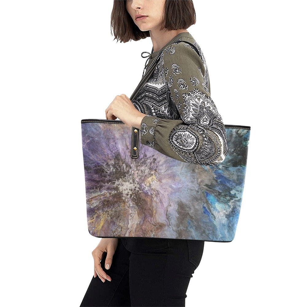 Between Worlds Chic Leather Tote Bag (Model 1709)