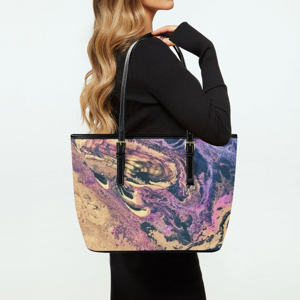 Volcano Explosion Tote Bag Leather Tote Bag-Small (Front&Back Printing) (1651)