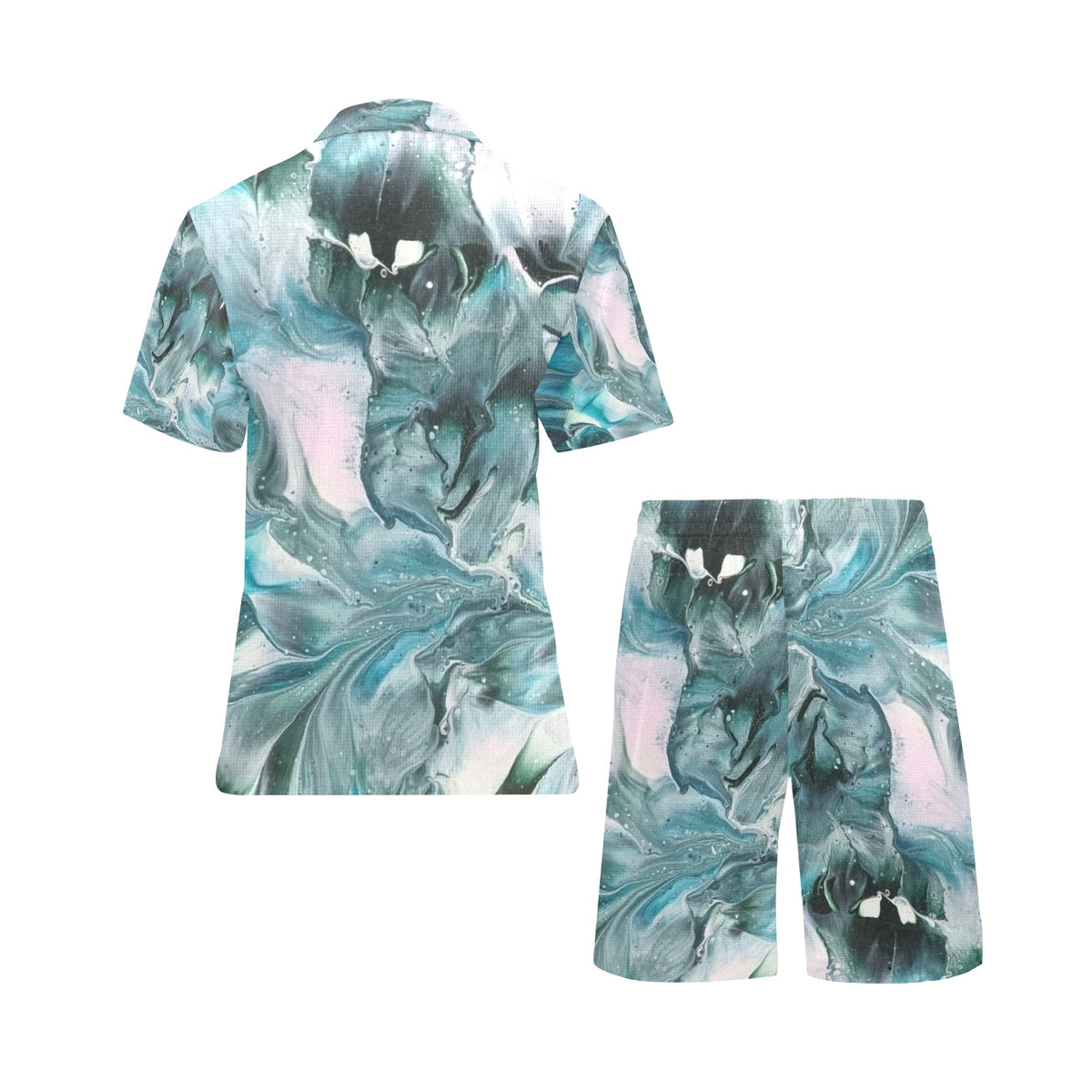 Green Splash Men's V-Neck Short Pajama Set
