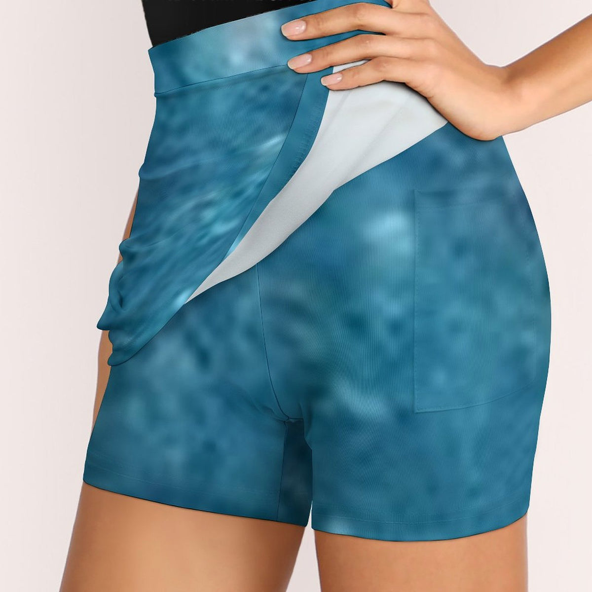 Water Hue Anti-Emptied A-Line Skirt with Pocket