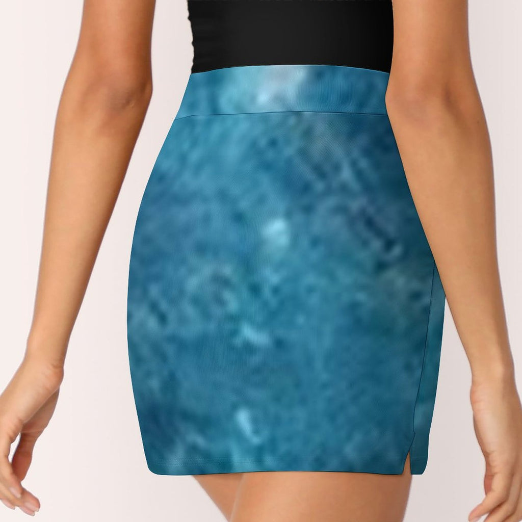Water Hue Anti-Emptied A-Line Skirt with Pocket