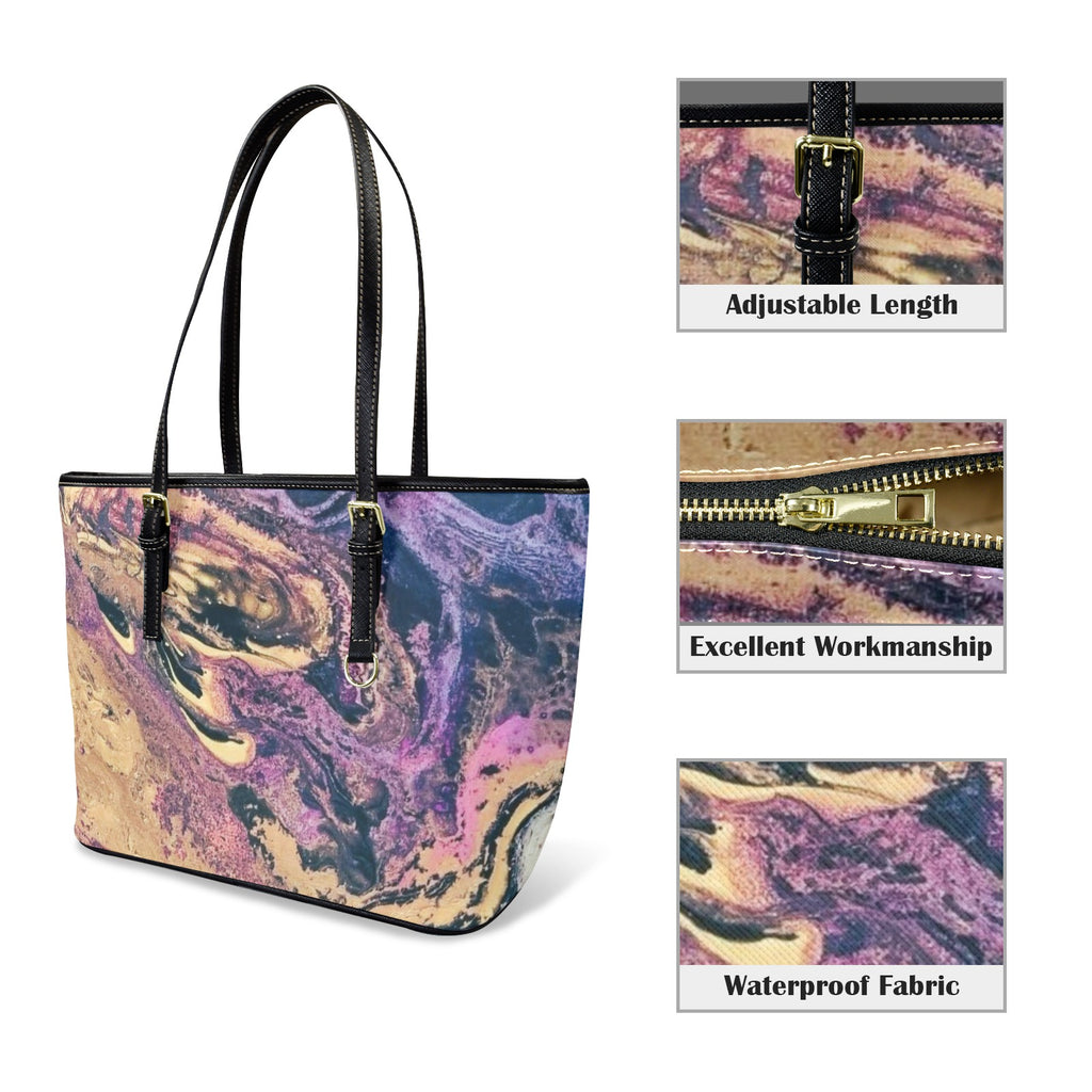 Volcano Explosion Tote Bag Leather Tote Bag-Small (Front&Back Printing) (1651)