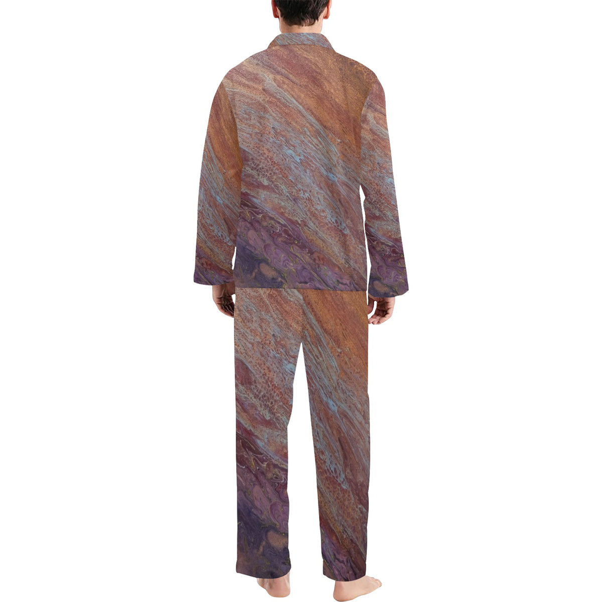 Ember Drift Men's V-Neck Long Pajama Set