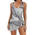 Oyster Drift Swimsuit Women's One Piece Skirted Swimsuit (Model S54)
