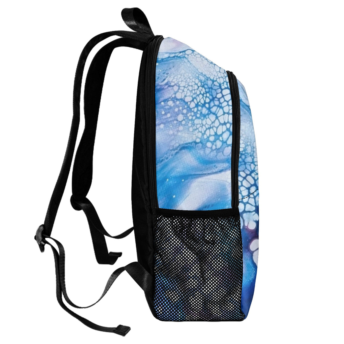 Blue Bubbles Fabric Backpack with Side Mesh Pockets (Model 1659)