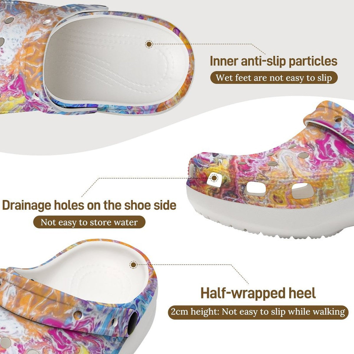 Paint Splash Women’s Raised-Heel Clogs
