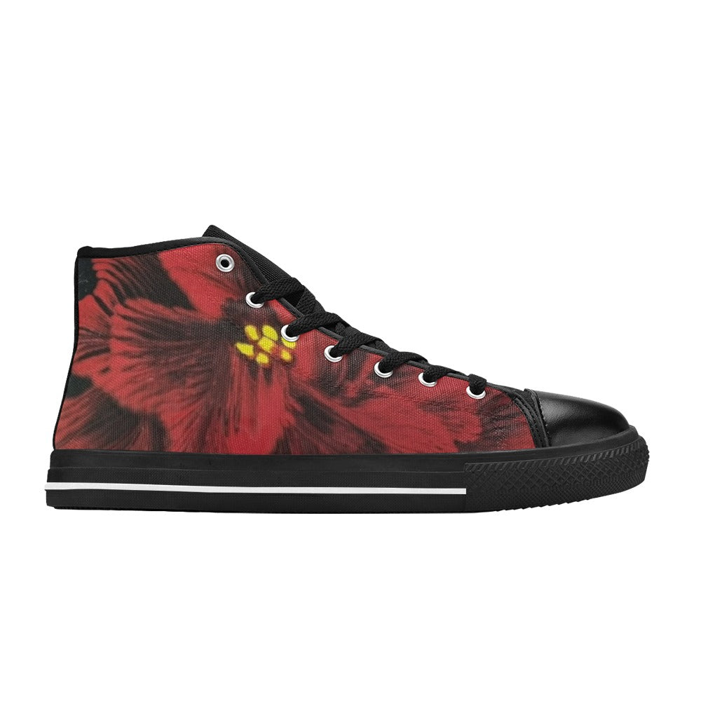 Ruby Red Rose Women's Classic High Top Canvas Shoes (Model 017)