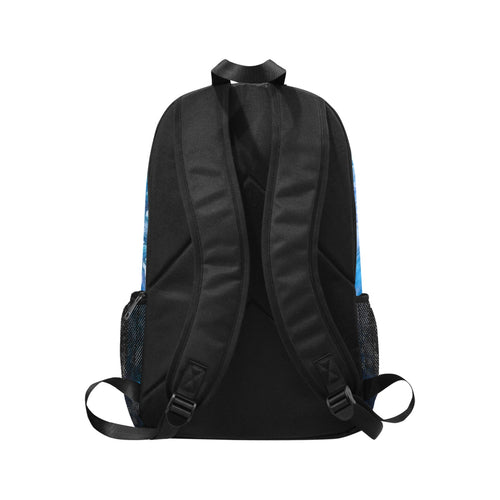 Blue Bubbles Fabric Backpack with Side Mesh Pockets (Model 1659)