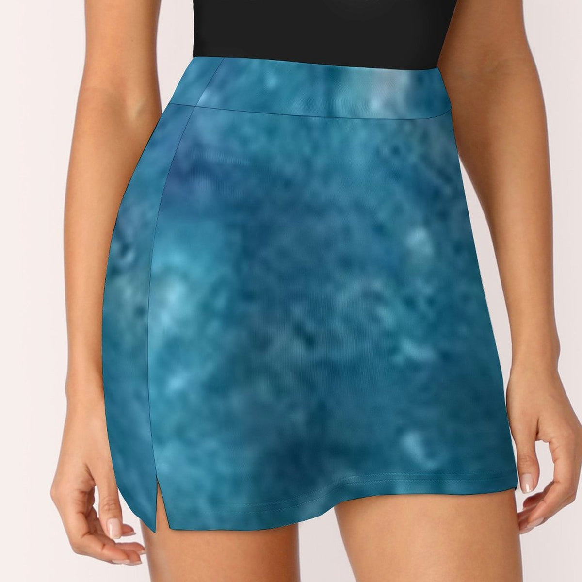 Water Hue Anti-Emptied A-Line Skirt with Pocket