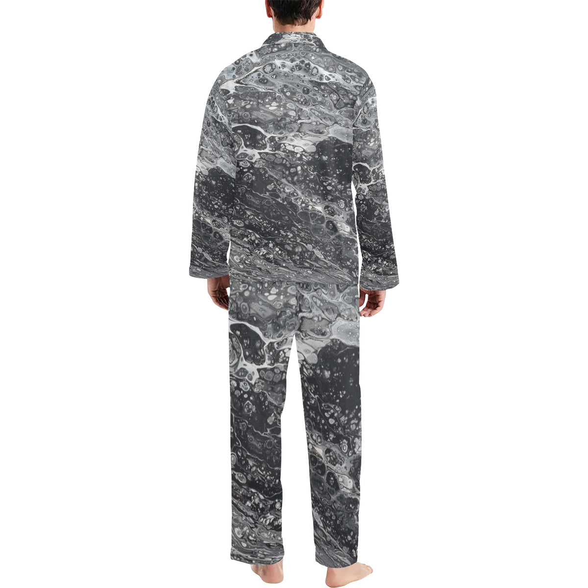 Silver Tide Men's V-Neck Long Pajama Set
