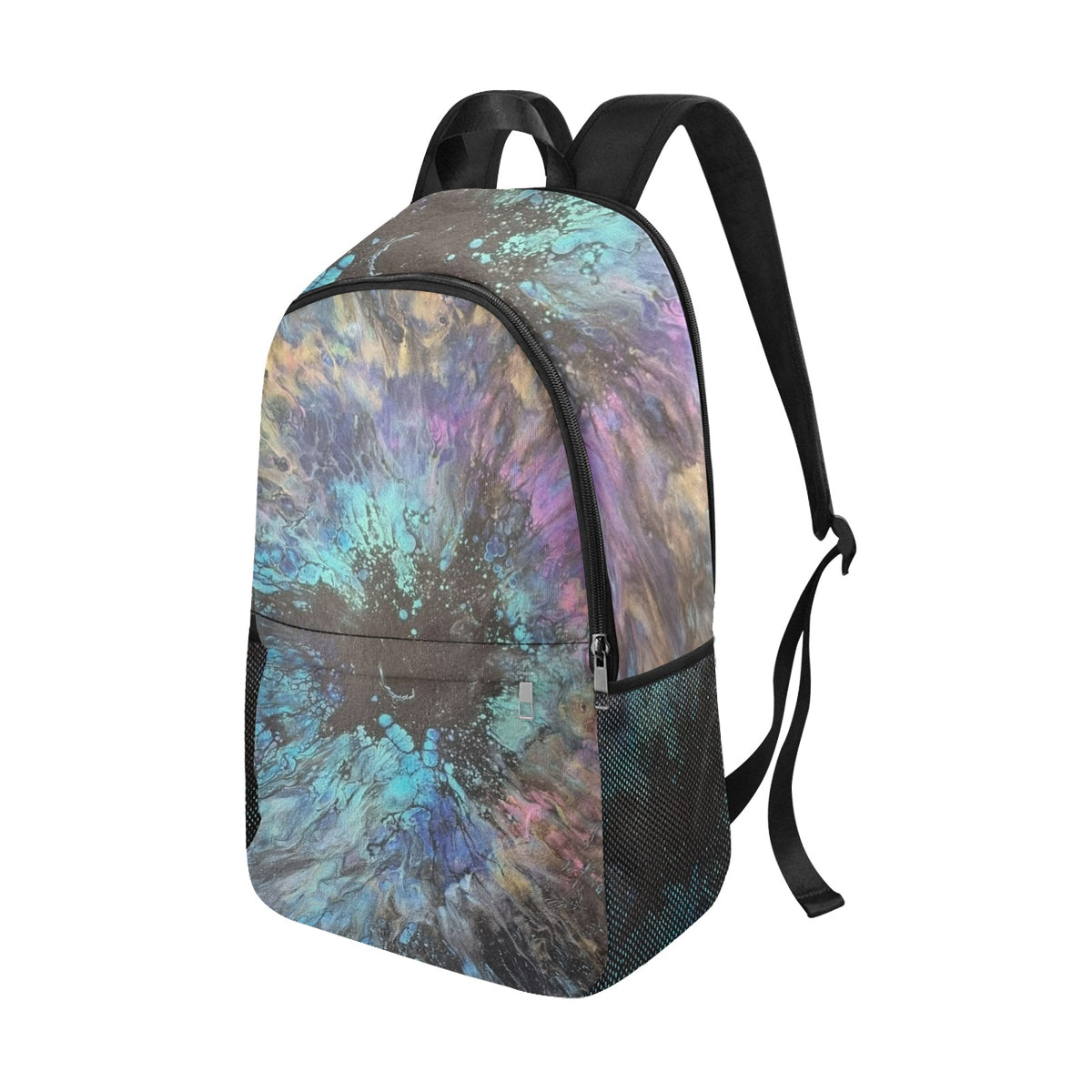 Paint Splash Fabric Backpack with Side Mesh Pockets (Model 1659)