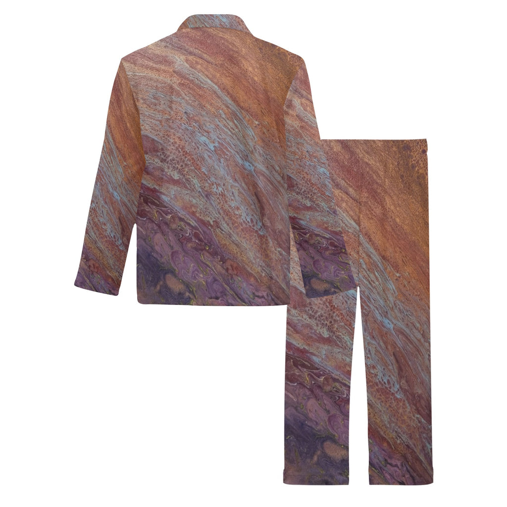 Ember Drift Men's V-Neck Long Pajama Set