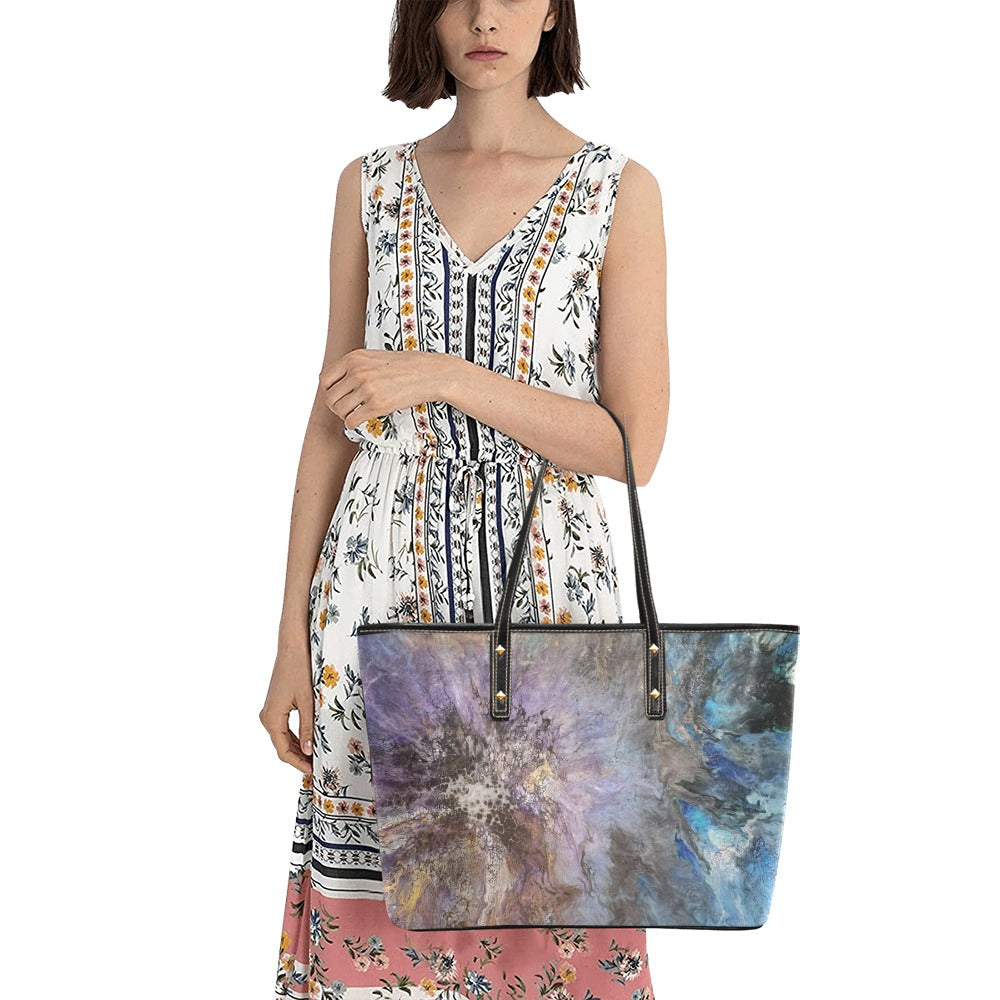 Between Worlds Chic Leather Tote Bag (Model 1709)