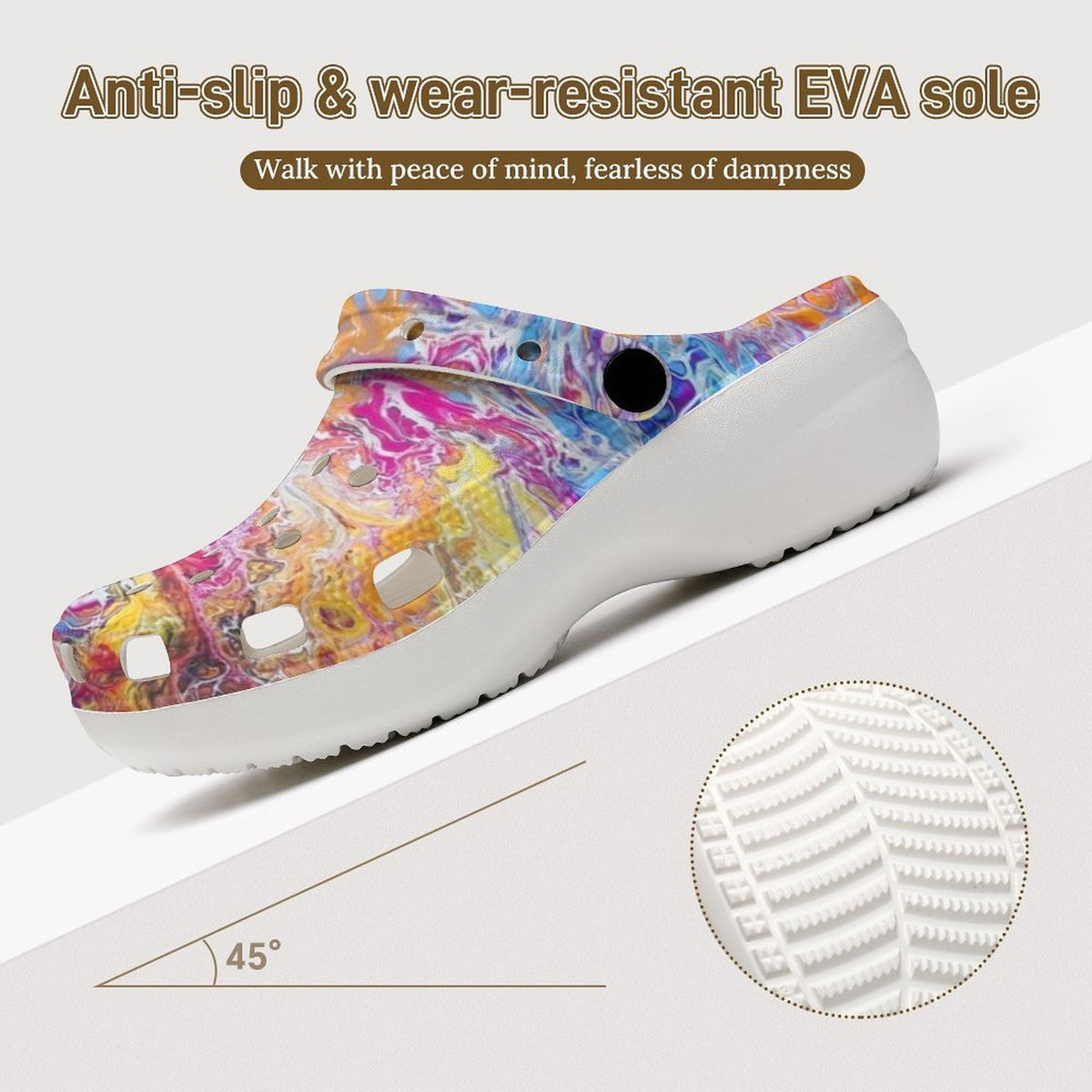 Paint Splash Women’s Raised-Heel Clogs