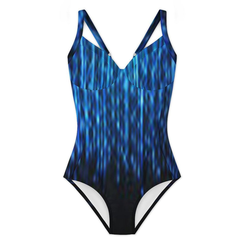 Sapphire Rain Swimsuit - Full Design Criss Cross Back One Piece