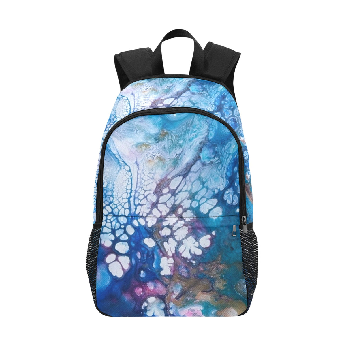 Blue Bubbles Fabric Backpack with Side Mesh Pockets (Model 1659)