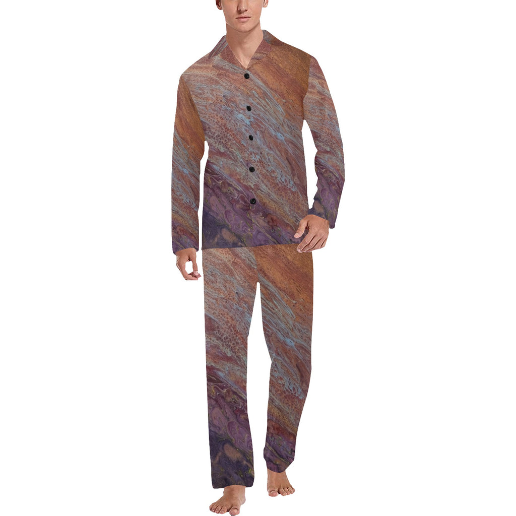 Ember Drift Men's V-Neck Long Pajama Set