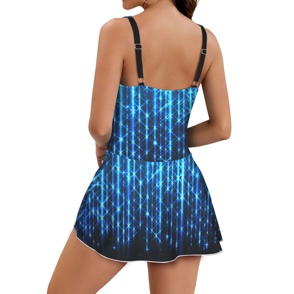 Blue Sapphire Women's One Piece Skirted Swimsuit