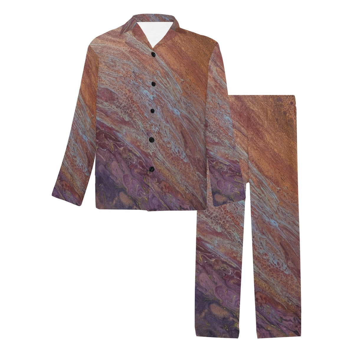 Ember Drift Men's V-Neck Long Pajama Set