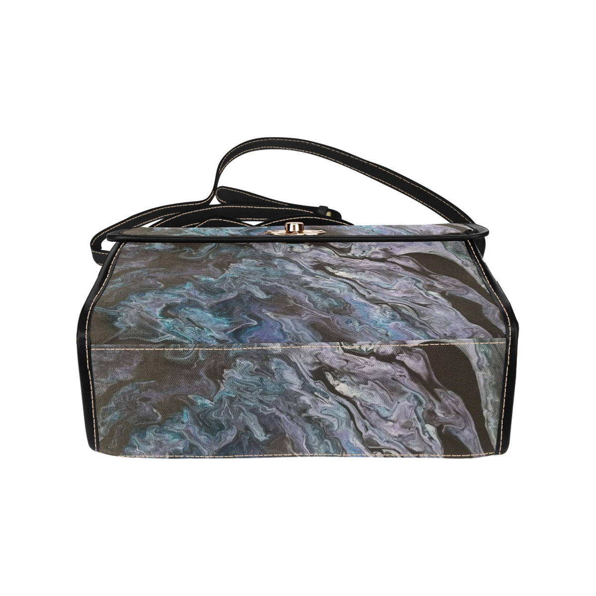 Marble Wash Waterproof Canvas Bag-Black (All Over Print) (Model 1641)