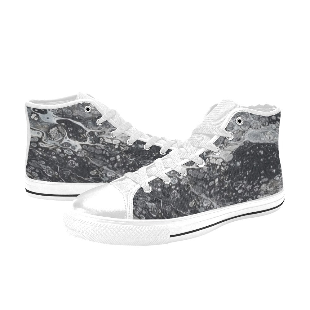 Silver Tide Men’s Classic High Top Canvas Shoes (Model 017)