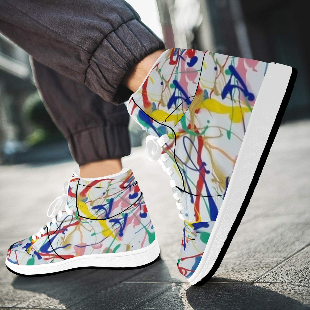 Paint Explosion Men's High Top Sneakers (Model 20042)