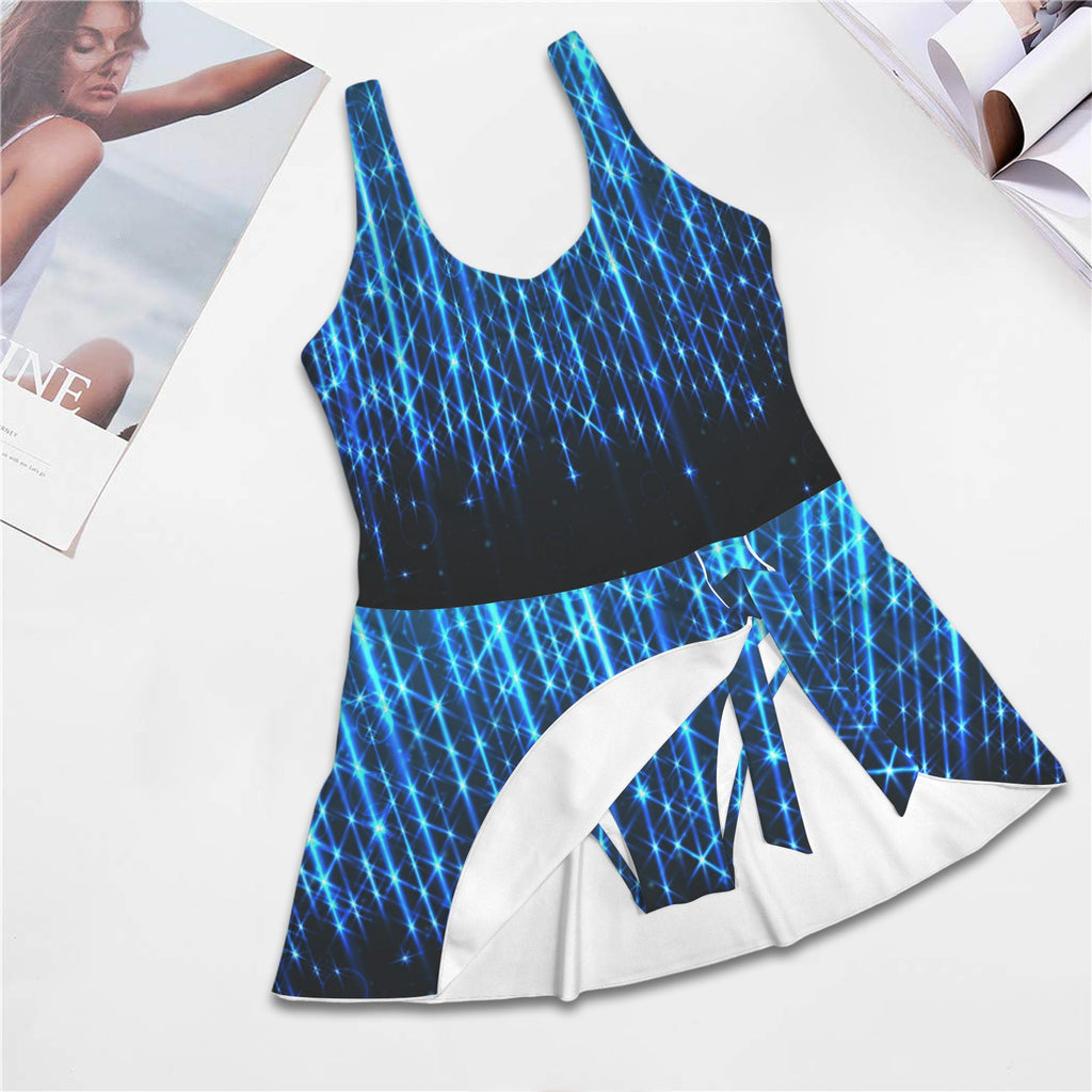 Blue Sapphire Women's One Piece Skirted Swimsuit