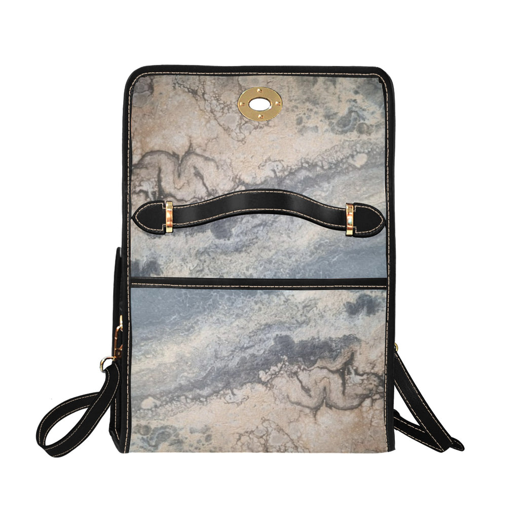 Moonstone Marble Handbag Waterproof Canvas Bag-Black