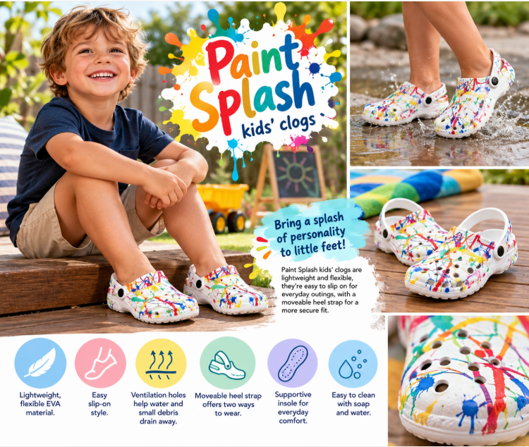 Paint Explosion Kids Clogs