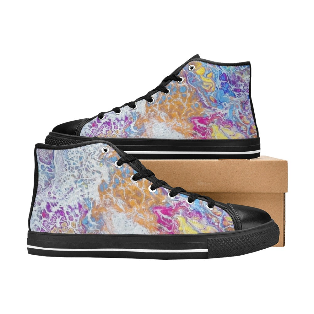 Radiant Bloom Women's Classic High Top Canvas Shoes (Model 017)