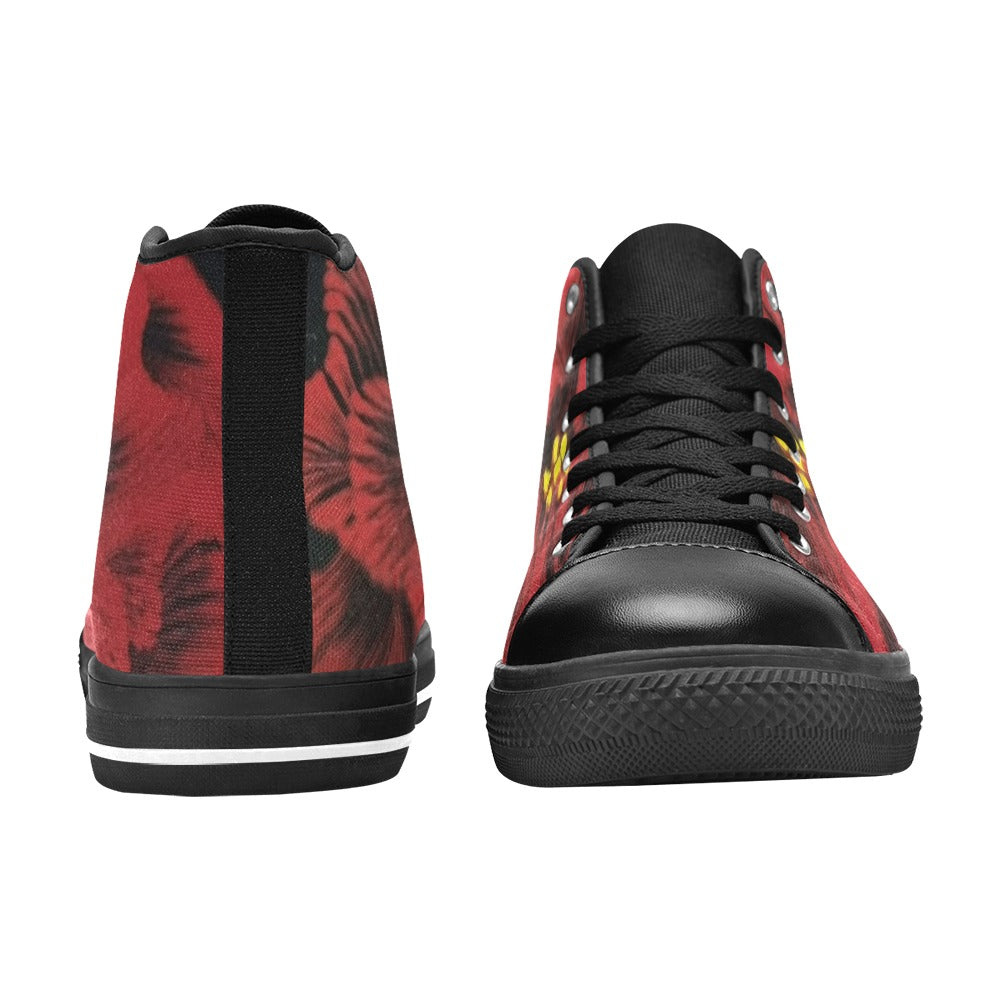 Ruby Red Rose Women's Classic High Top Canvas Shoes (Model 017)