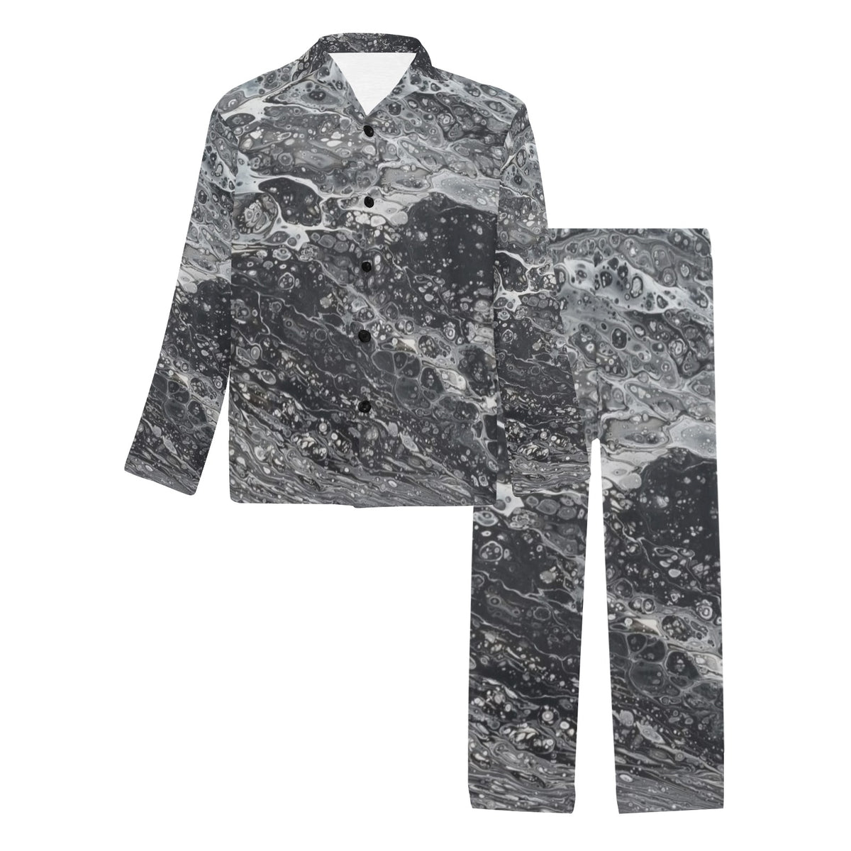 Silver Tide Men's V-Neck Long Pajama Set