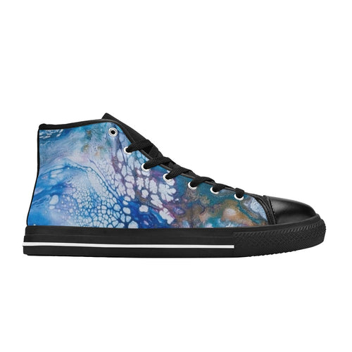 Blue Bubbles Kids High Top Canvas Shoes for Kid (Model 017)