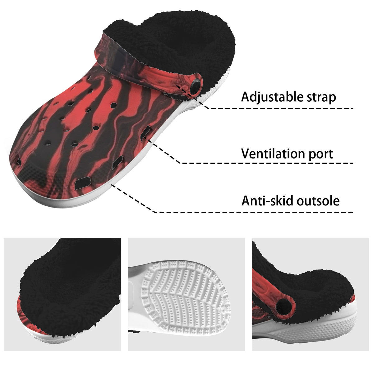Midnight Ember Fleece-Lined Clogs