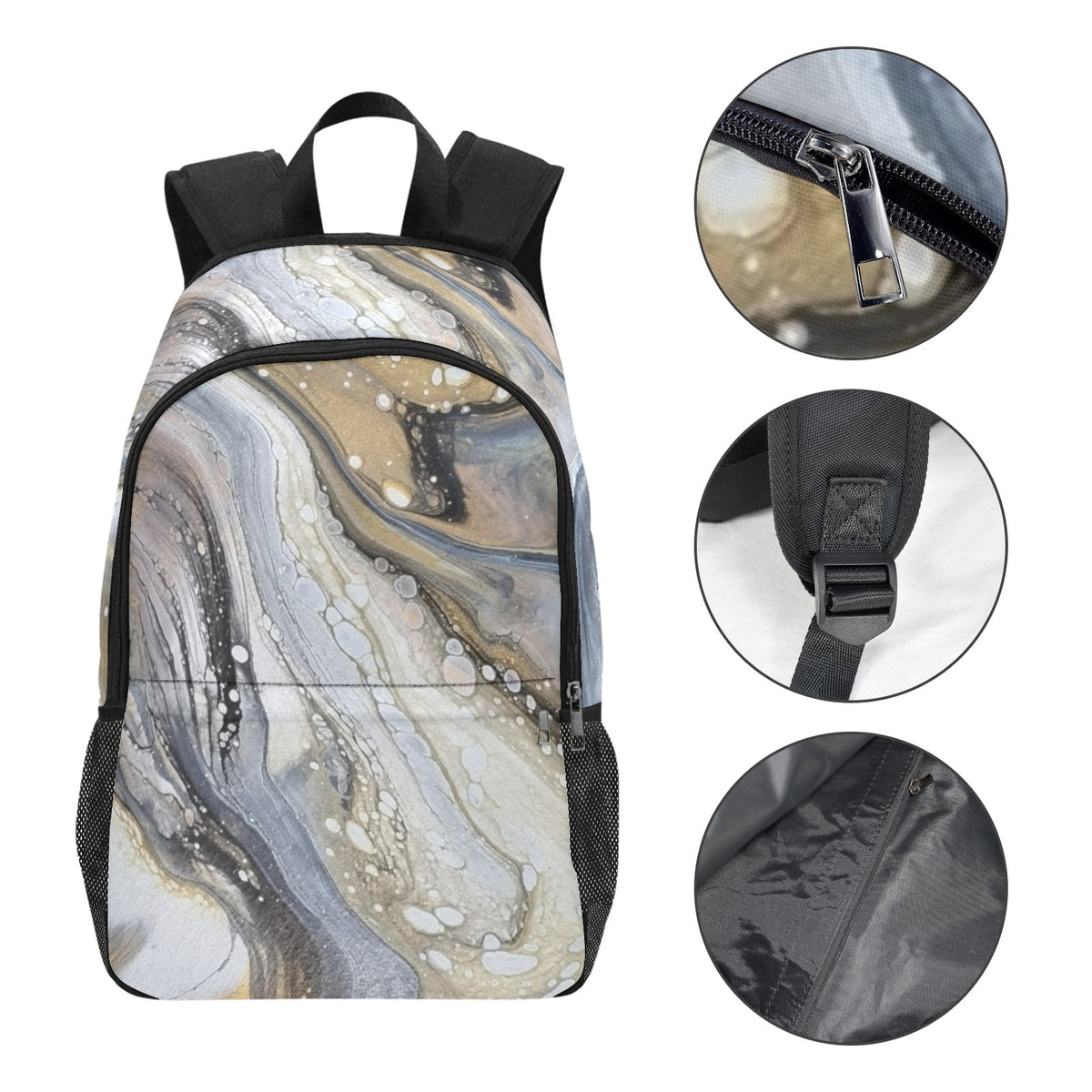 Oyster Drift Backpack Fabric Backpack with Side Mesh Pockets (Model 1659)