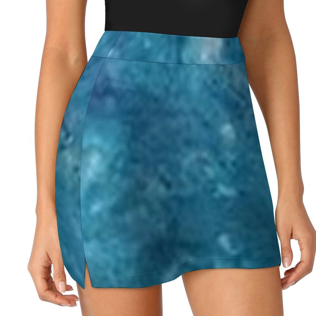 Water Hue Anti-Emptied A-Line Skirt with Pocket