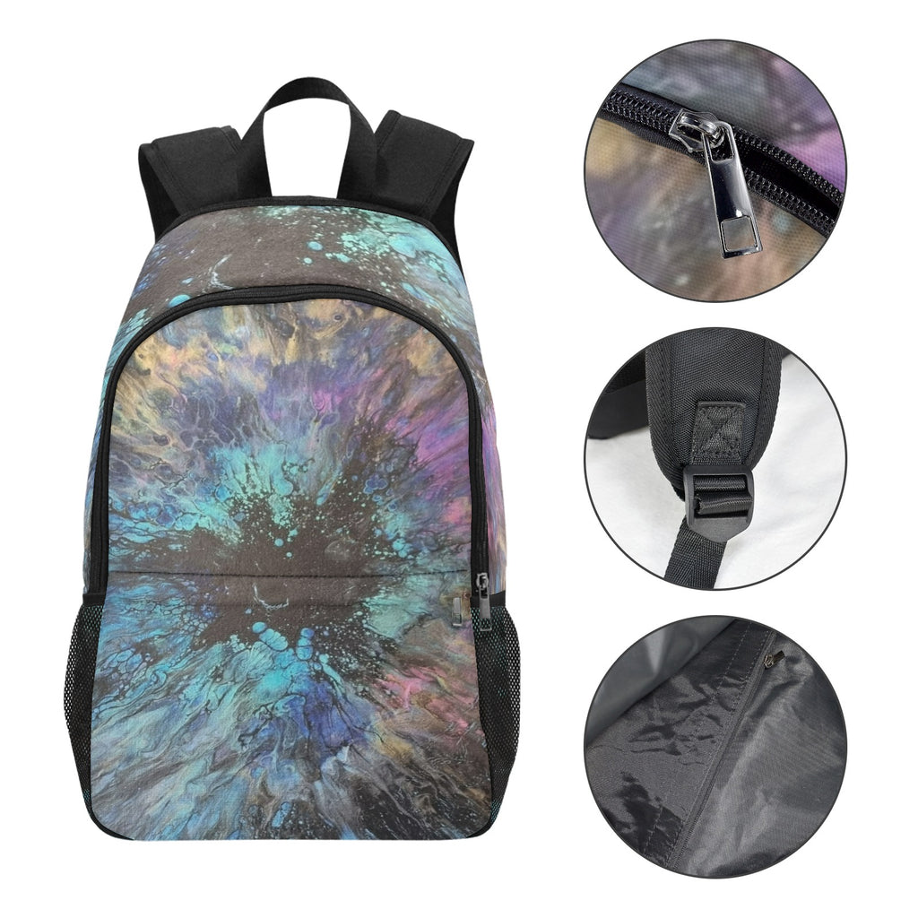 Paint Splash Fabric Backpack with Side Mesh Pockets (Model 1659)