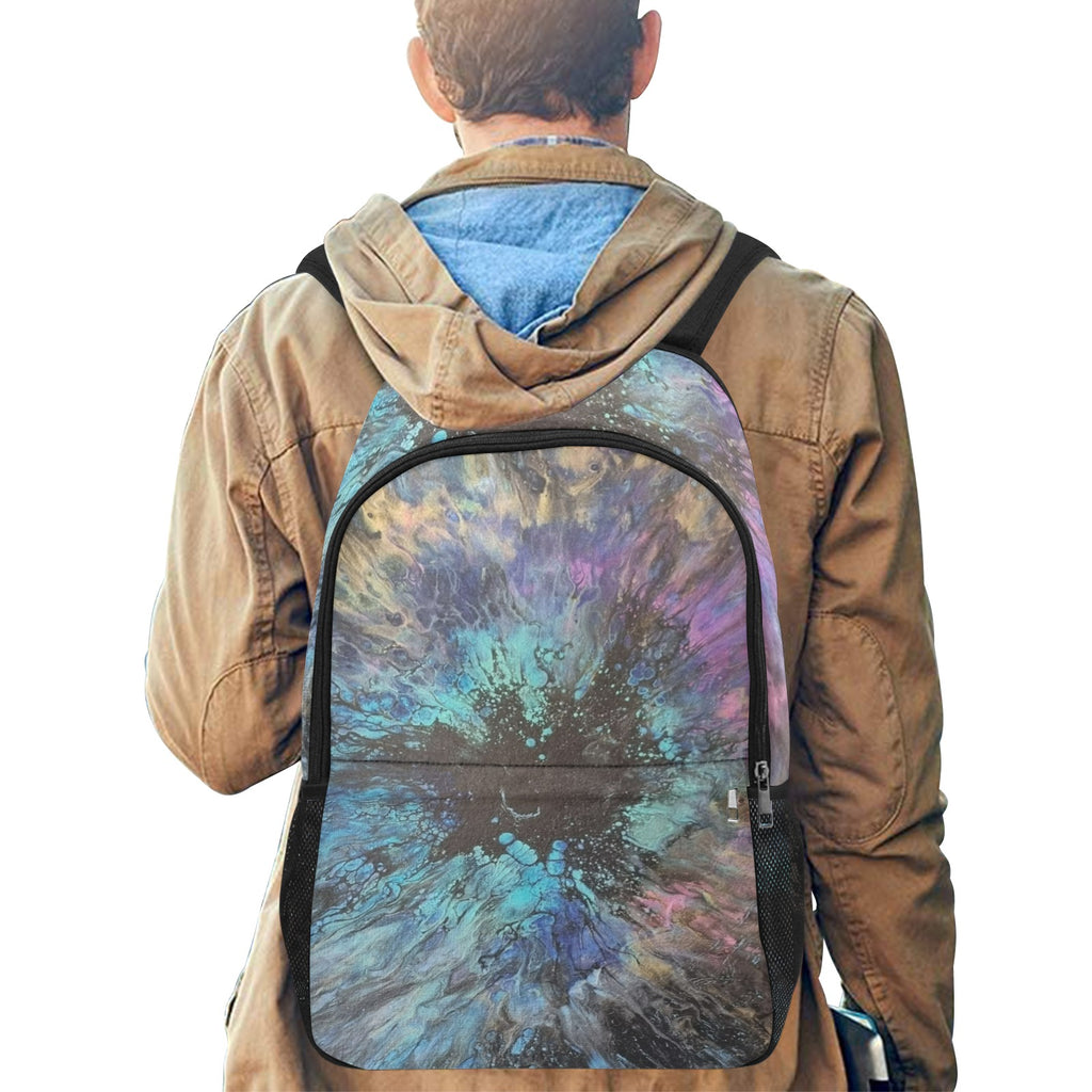 Paint Splash Fabric Backpack with Side Mesh Pockets (Model 1659)