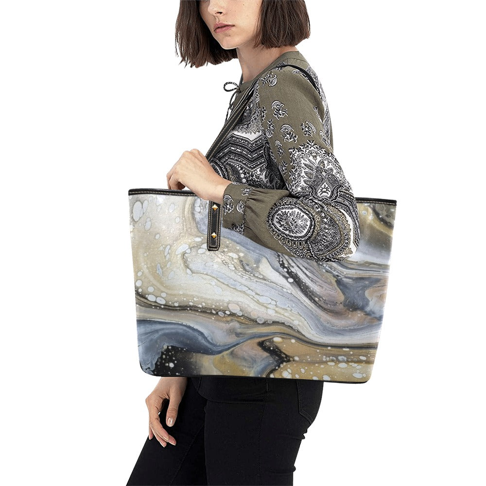 Pear Oyster Chic Leather Tote Bag (Model 1709)