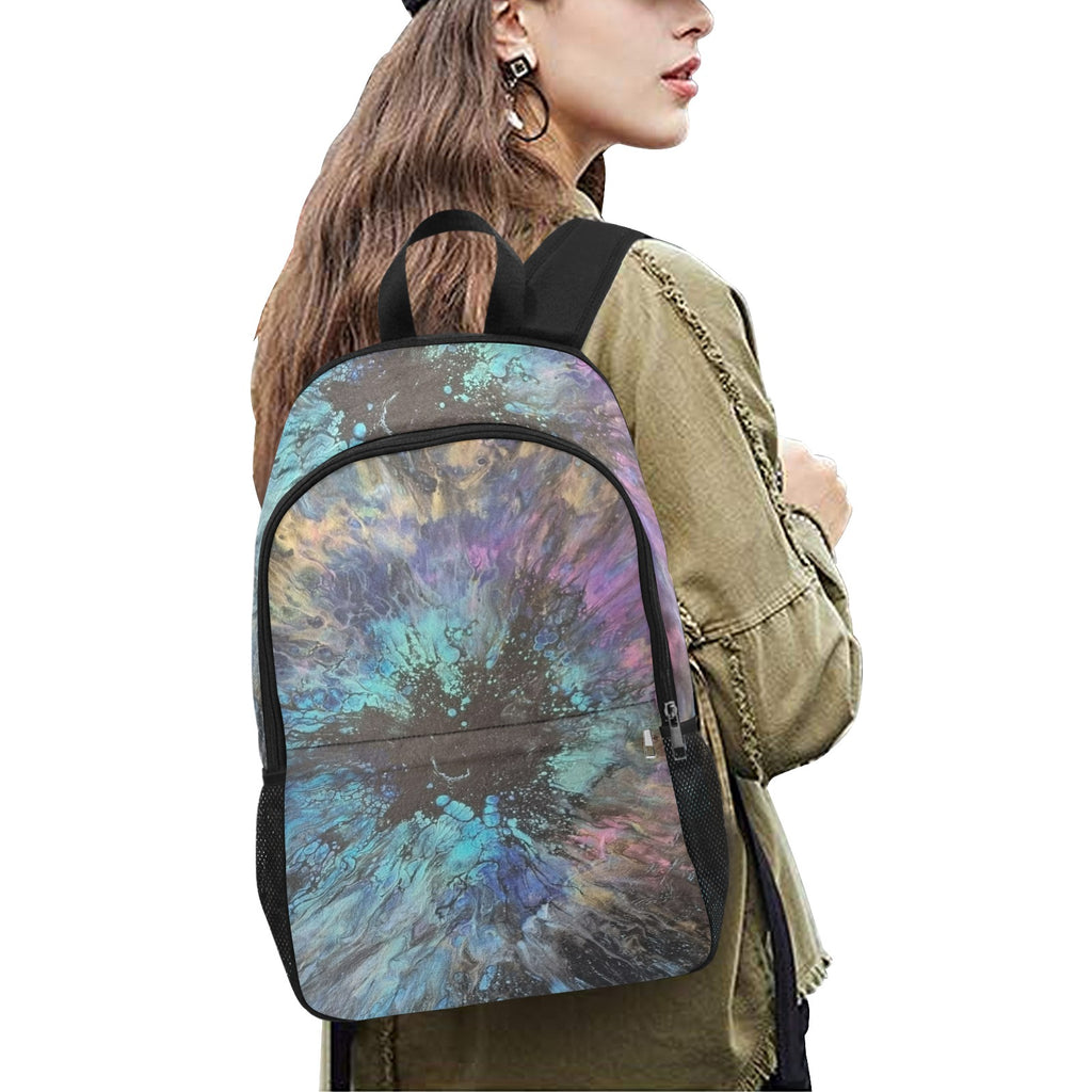 Paint Splash Fabric Backpack with Side Mesh Pockets (Model 1659)