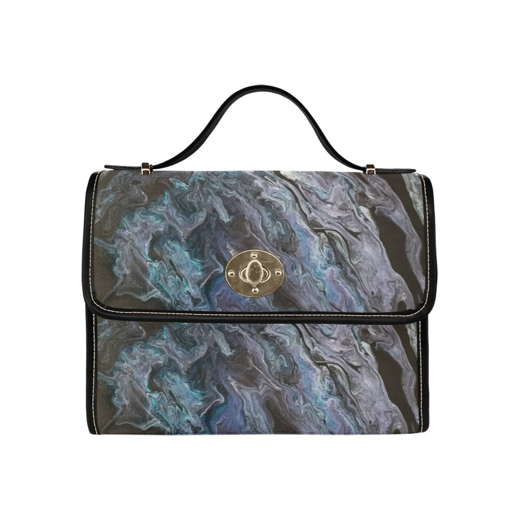 Marble Wash Waterproof Canvas Bag-Black (All Over Print) (Model 1641)