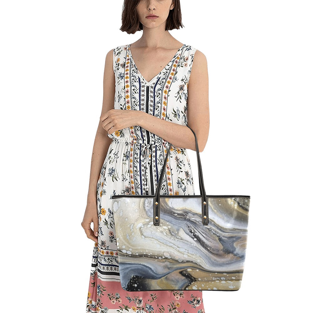 Pear Oyster Chic Leather Tote Bag (Model 1709)