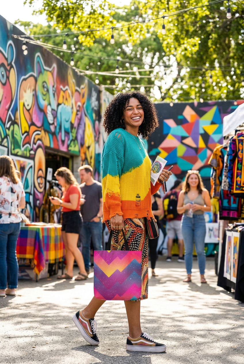 Cosmic Peaks Tote - Full Length Street Art