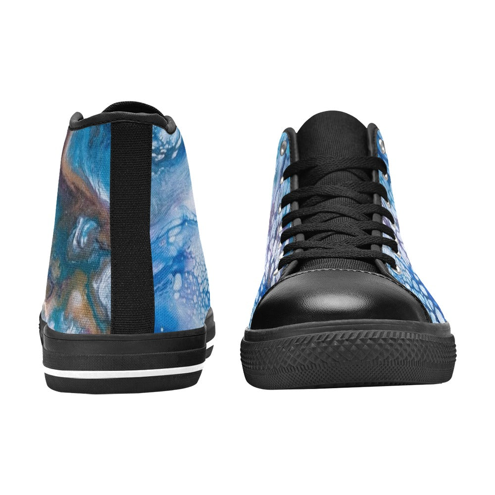 Blue Bubbles Kids High Top Canvas Shoes for Kid (Model 017)